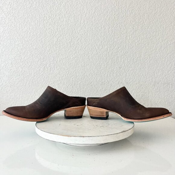 Lane Plain Jane Mule Womens 9 Brown Leather Cowboy Boots Short Western Cowgirl - Picture 7 of 13